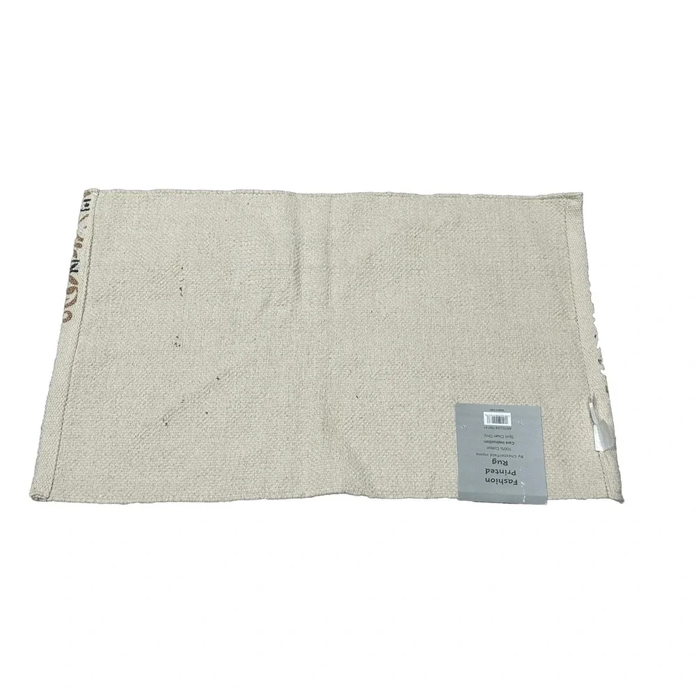 Fashion Printed Rug Chesterfield Home Boho Beige Mat 100% Cotton (18 in X 30 in)